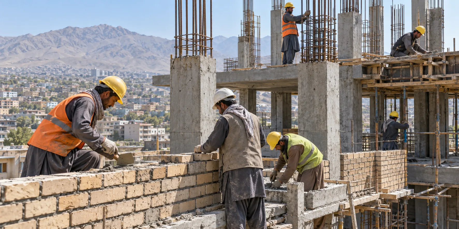 Illustrative building structure under construction