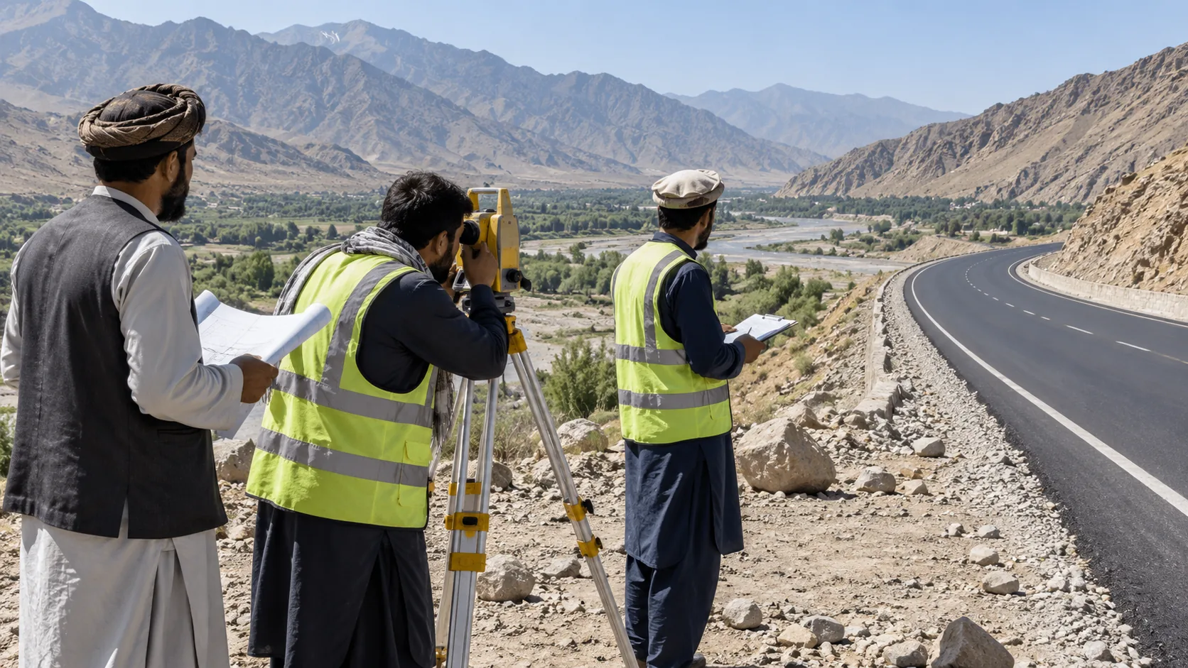 Illustrative road design surveying in Afghanistan